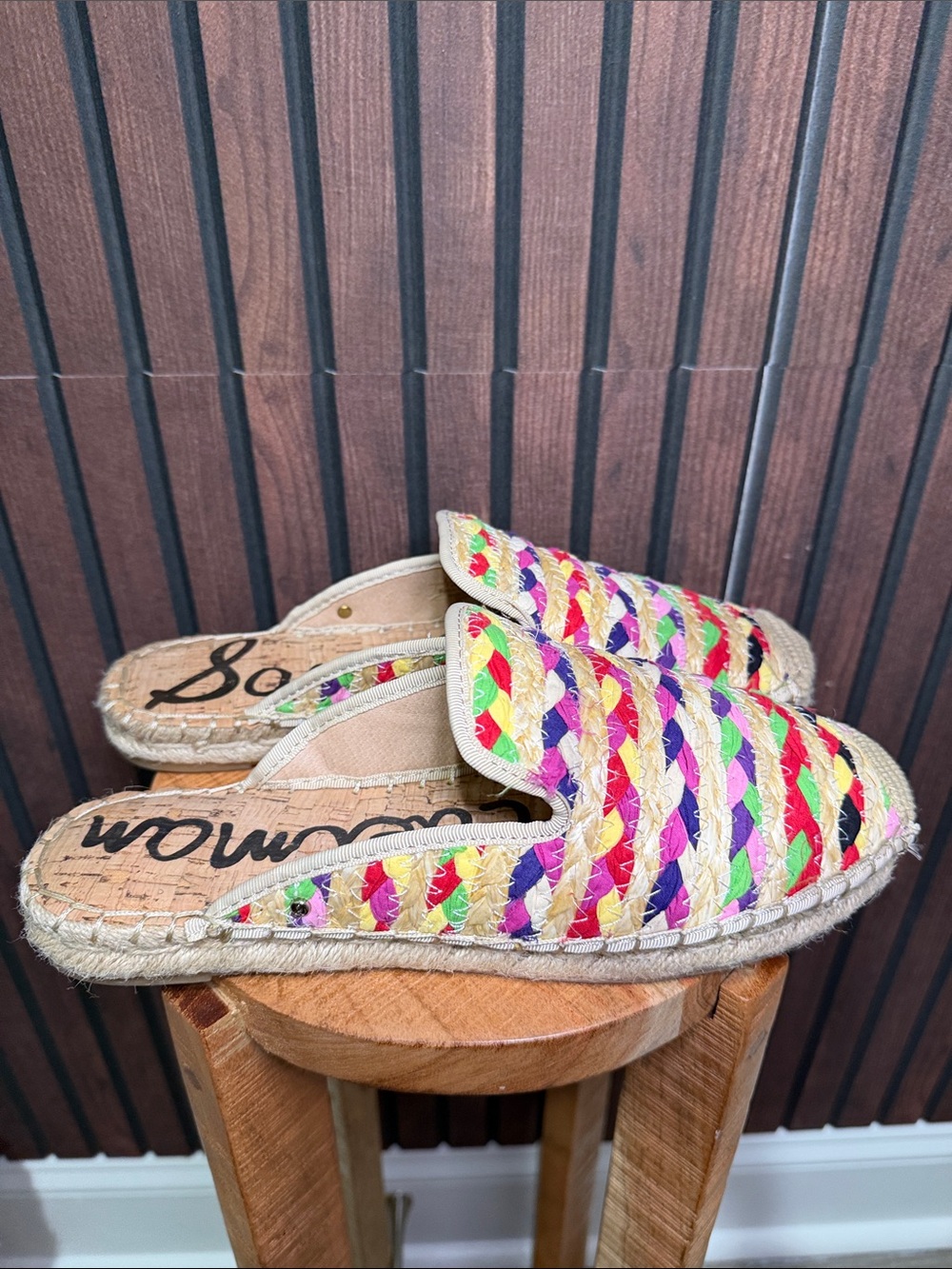 Sam Edelman Kerry Multicolor Woven Espadrille Mules Size 8.5 - Picture 4 of 6